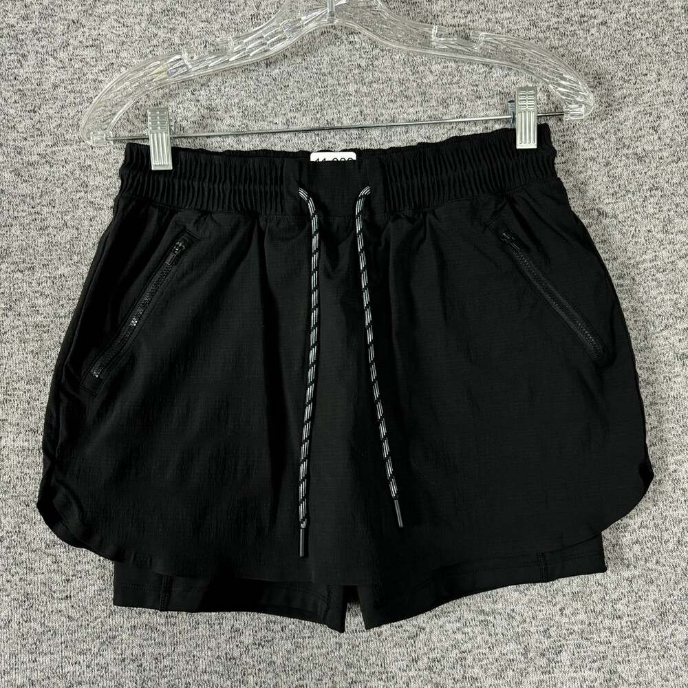 Athleta Women's Size 4 Black Nylon Drawstring Lined Skirt Trekkie Skort